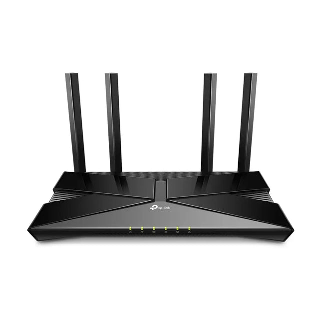 TP-Link Archer AX1500 Wi-Fi 6 Router featuring four high-gain external antennas and a sleek black casing.