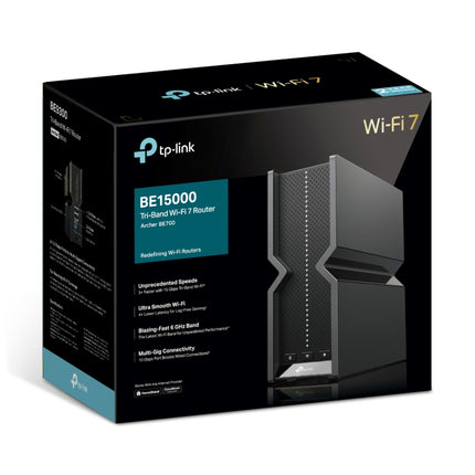 Front view of the official retail packaging for the TP-Link Archer BE700 BE15000 Wi-Fi 7 router, Australian edition.