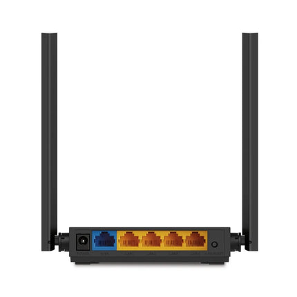 Rear view of the Archer C54 router highlighting one Fast Ethernet WAN port and four Fast Ethernet LAN ports for stable wired connections to PCs and smart TVs.