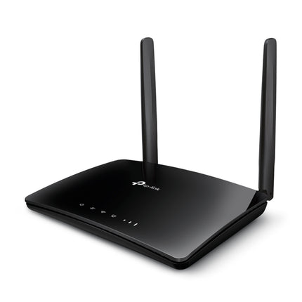 Rear view of the Archer MR402 router highlighting the built-in Nano SIM card slot, three LAN ports, and one flexible LAN/WAN port.