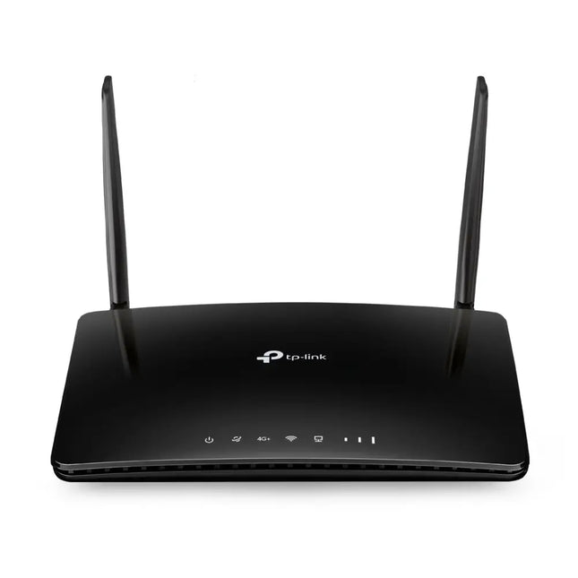 TP-Link Archer MR600 4G+ Cat6 AC1200 Wireless Dual Band Gigabit Router with two detachable advanced LTE antennas.