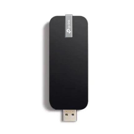 Close-up view of the TP-Link Archer T4U wireless network dongle showcasing the high-speed USB 3.0 connector and dual fold-out antennas.