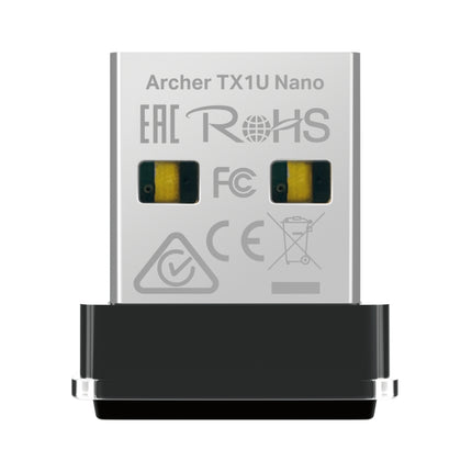 TP-Link Archer TX1U Nano AX300 Nano Wi-Fi 6 wireless USB adapter highlighting its ultra-compact design.