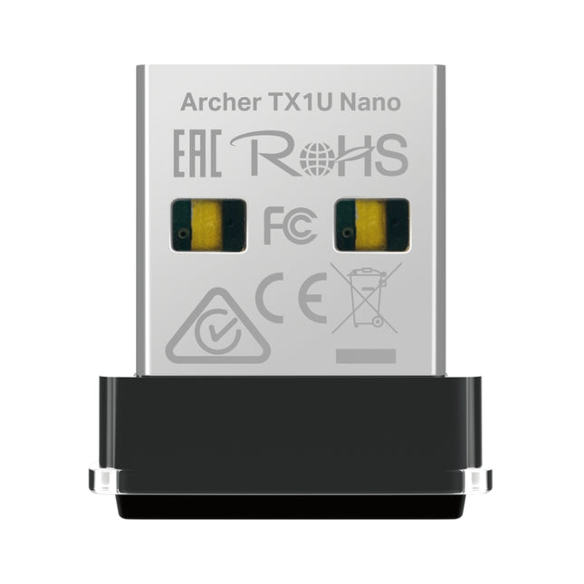 TP-Link Archer TX1U Nano AX300 Nano Wi-Fi 6 wireless USB adapter highlighting its ultra-compact design.