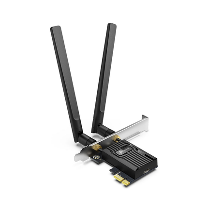 TP-Link Archer TX55E AX3000 Wi-Fi 6 and Bluetooth 5.2 PCIe network adapter card for desktop PCs.