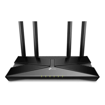 TP-Link Archer VX1800v AX1800 dual-band Wi-Fi 6 VDSL and ADSL modem router in black with four external high-performance antennas.