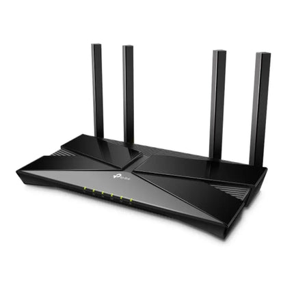 Rear view of the Archer VX1800v router showing the Gigabit WAN/LAN port, three Gigabit LAN ports, DSL port, USB 2.0 port, and VoIP phone jack.