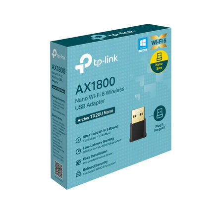 TP-Link Australia Archer TX20U Nano AX1800 Wi-Fi 6 Wireless USB Adapter product photo.