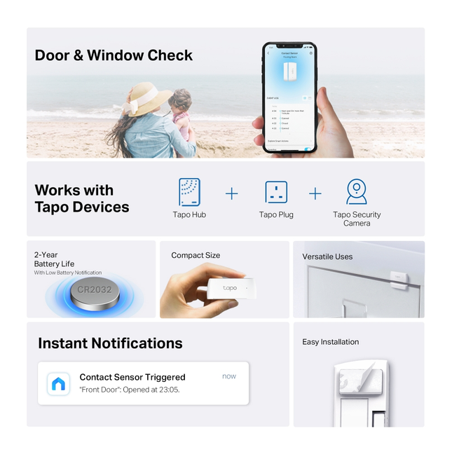 TP-Link Australia Tapo T110 smart wireless window and door security sensor.