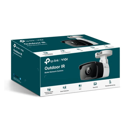 Official retail commercial packaging for the TP-Link VIGI C340I 4MP Outdoor IR Bullet Network Camera.