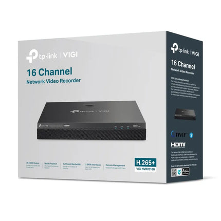 TP-Link VIGI NVR2016H 16 Channel Network Video Recorder designed for 24/7 business and commercial surveillance systems.