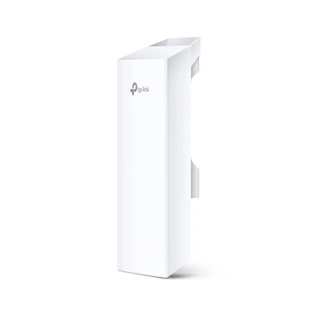 TP-Link CPE510 5GHz 300Mbps 13dBi outdoor wireless access point showing its sleek, weather-proof white enclosure.