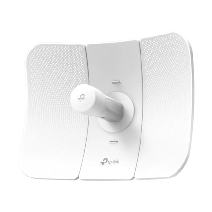 Front view of the TP-Link CPE605 5GHz outdoor directional antenna, featuring its professional-grade 23dBi high-gain dish for long-distance wireless transmission.