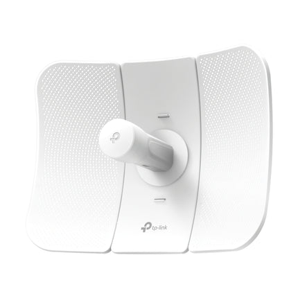 TP-Link CPE610 Pharos outdoor 5GHz 300Mbps directional long-range wireless bridge showcasing its lightweight white parabolic mesh grid dish architecture.