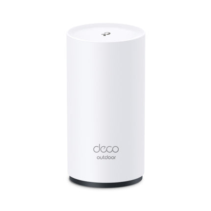 TP-Link Deco BE25-Outdoor BE5000 multi-use indoor and outdoor Mesh Wi-Fi 7 router with mounting accessories.