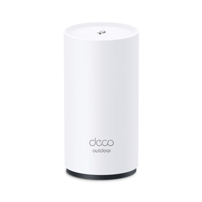 TP-Link Deco BE25-Outdoor BE5000 multi-use indoor and outdoor Mesh Wi-Fi 7 router with mounting accessories.
