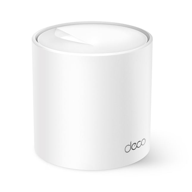 TP-Link Deco X1500 1-pack AX1500 whole home mesh Wi-Fi 6 system single unit router in a minimalist white cube design.