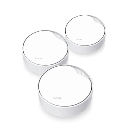 TP-Link Deco X50-PoE AX3000 Whole Home Mesh Wi-Fi 6 unit featuring a clean, compact cylindrical design.