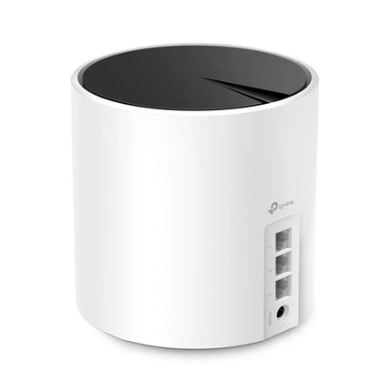 Two white TP-Link Australia Deco X55 mesh Wi-Fi 6 units displayed side-by-side, showcasing their modern, minimalist home design.