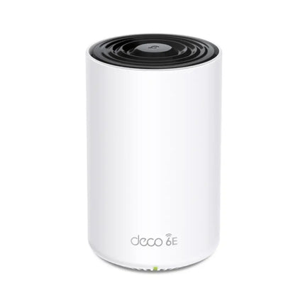 TP-Link Deco XE75 Pro AXE5400 Tri-Band Mesh Wi-Fi 6E system pack, featuring modern white cylindrical mesh routers for seamless whole-home internet coverage.