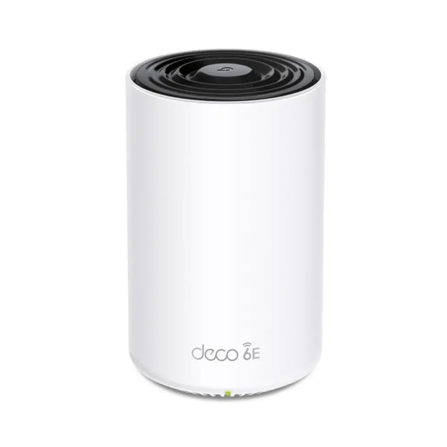 TP-Link Deco XE75 Pro AXE5400 Tri-Band Mesh Wi-Fi 6E system pack, featuring modern white cylindrical mesh routers for seamless whole-home internet coverage.