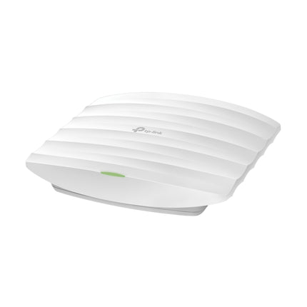 A TP-Link Omada EAP115 ceiling access point seamlessly installed flat on a commercial building drop ceiling panel.