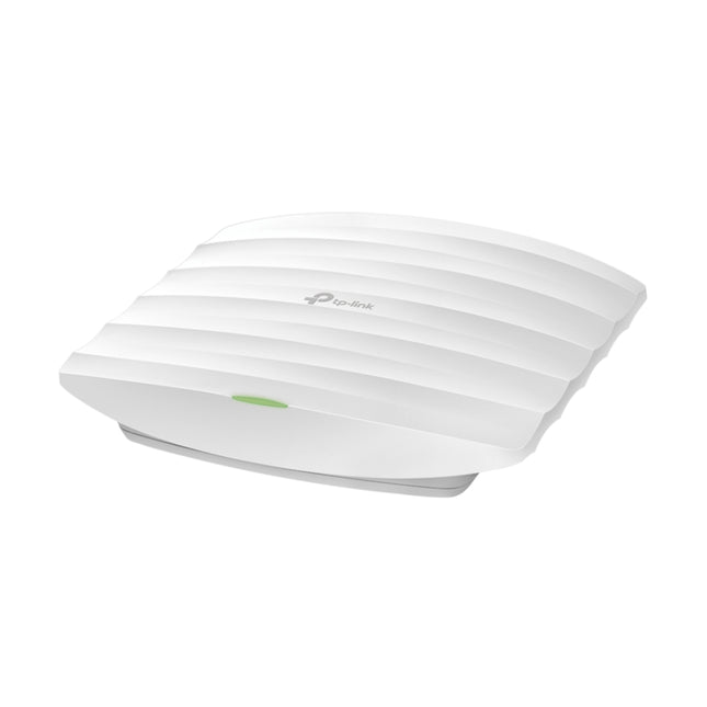 A TP-Link Omada EAP115 ceiling access point seamlessly installed flat on a commercial building drop ceiling panel.