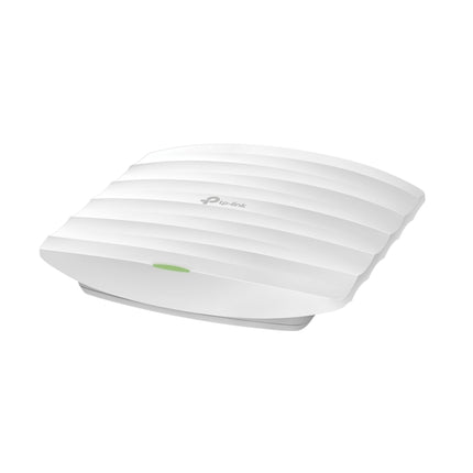 A low-profile TP-Link Omada EAP223 business access point mounted seamlessly on a commercial ceiling.