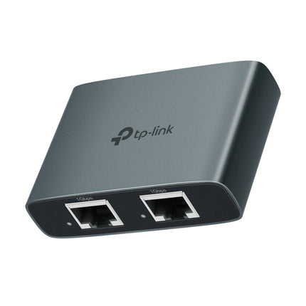 TP-Link EH310 1 to 3 Gigabit Ethernet splitter showcasing the compact aluminum alloy casing on a white background.