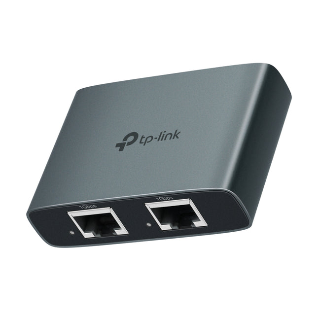TP-Link EH310 1 to 3 Gigabit Ethernet splitter showcasing the compact aluminum alloy casing on a white background.
