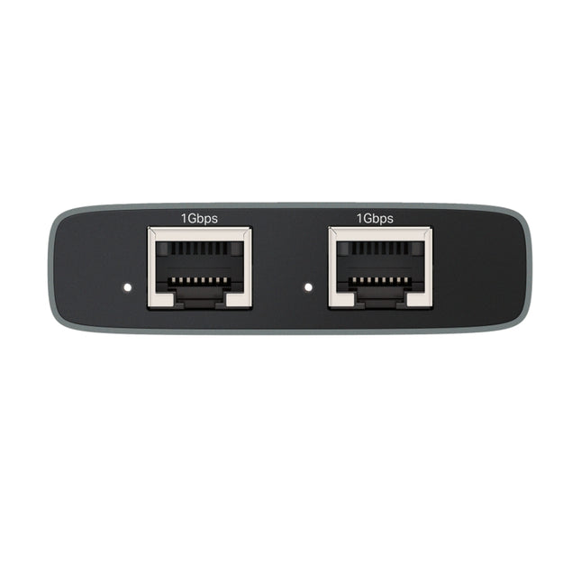 Side view of the TP-Link EH310 splitter showing the two-ports-per-side layout with automatic input and output configuration.
