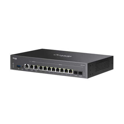 Front panel view of the ER7412-M2 enterprise gateway showcasing multi-gigabit Ethernet and SFP ports.