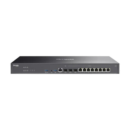 TP-Link Omada ER8411 enterprise VPN gateway featuring dual 10G SFP+ ports and a rack-mountable metal chassis.