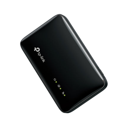 TP-Link M7005 4G LTE Mobile Wi-Fi pocket router with compact black design and LED status indicators.