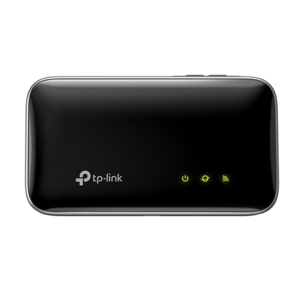 Front view of the TP-Link M7400 portable Wi-Fi unit highlighting the 1.44-inch TFT screen display showing data status.