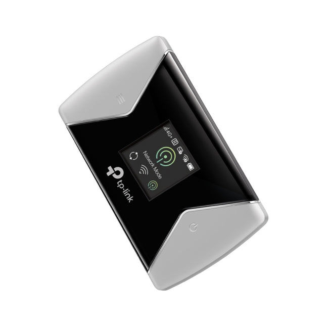 Inside view of the TP-Link M7450 mobile router with the back cover and battery removed, revealing the micro-SIM card slot and the 32GB expandable microSD card storage bay.