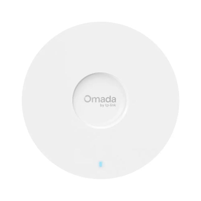 TP-Link Omada EAP613 AX1800 Ceiling Mount Wi-Fi 6 Access Point, top view showing its sleek, low-profile white design.
