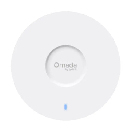 TP-Link Omada EAP653 UR AX3000 ultra-range ceiling mount Wi-Fi 6 access point in a compact white circular design.