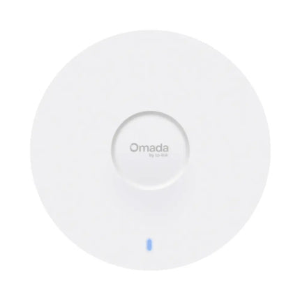 Side profile view of the slim TP-Link Omada EAP673 access point, showcasing its low-profile ceiling mount design.