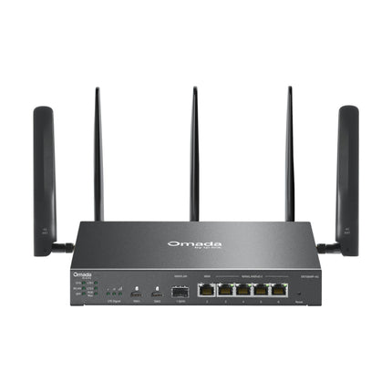 TP-Link Omada ER706WP-4G Cat6 AX3000 Wi-Fi 6 Gigabit VPN Gateway with professional high-gain external antennas.