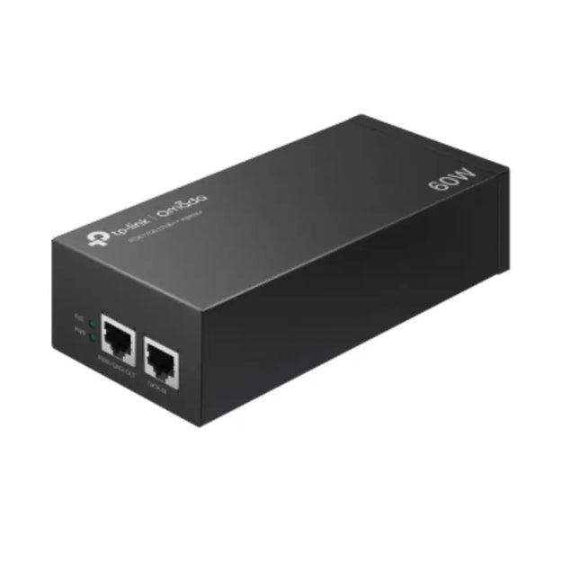 TP-Link Omada PoE170S high-power gigabit PoE++ injector in a compact black metal casing.