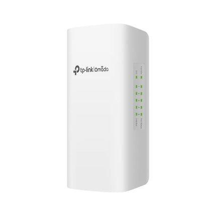 TP-Link Omada SG2005P-PD 5-port gigabit smart switch front view, featuring its compact and fanless black casing.