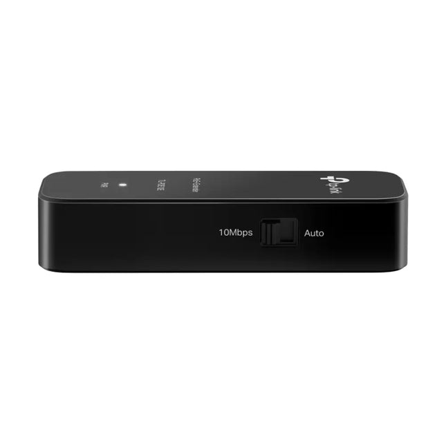 Compact view of the TP-Link Australia TL-POE10E Fast Ethernet PoE+ Extender showing the plug-and-play network ports.