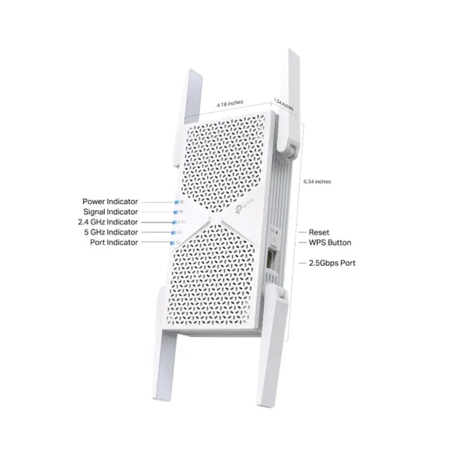 Close-up shot of the 2.5 Gbps multi-gigabit Ethernet port on the TP-Link RE405BE extender for high-speed wired access point connections.