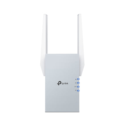 Side angle of the TP-Link RE515X extender highlighting the Gigabit Ethernet port for high-speed wired access point mode.