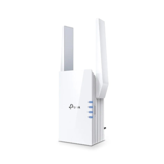 Side view of the RE605X range extender highlighting the built-in Gigabit Ethernet port used for connecting wired devices or setting up Access Point mode.