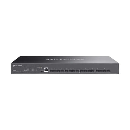 TP-Link Omada SX3016F 16-Port 10GE SFP+ L2+ managed switch featuring a rack-mountable enterprise design.