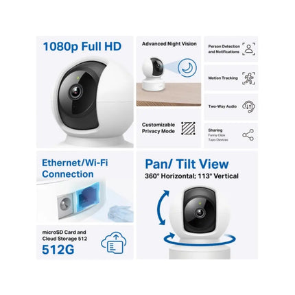 A TP-Link Tapo C202 security camera mounted on a shelf in a modern nursery, monitoring a crib using built-in AI person and baby crying detection.