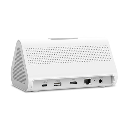 Rear view of the Tapo H500 hub showcasing the reliable wired RJ45 Ethernet port and DC power input for stable smart home connectivity.
