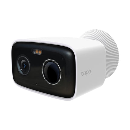 Tapo TC80 Smart Wire-Free Outdoor Security Camera showing its compact, battery-powered design and wall mount.